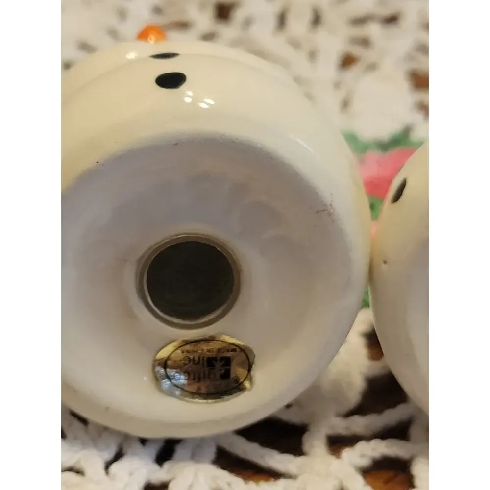 Vtg Christmas Giftco Snowman w/Hat Salt Pepper Shakers White‎ Holiday Figures